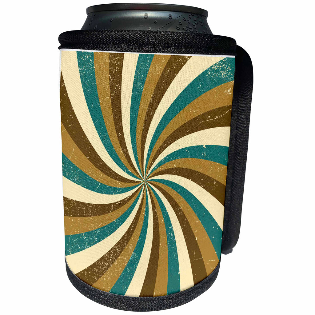 3dRose TNMGraphics Patterns - Distressed Brown and Teal Twisted Rays - Can Cooler Bottle Wrap (cc_124215)