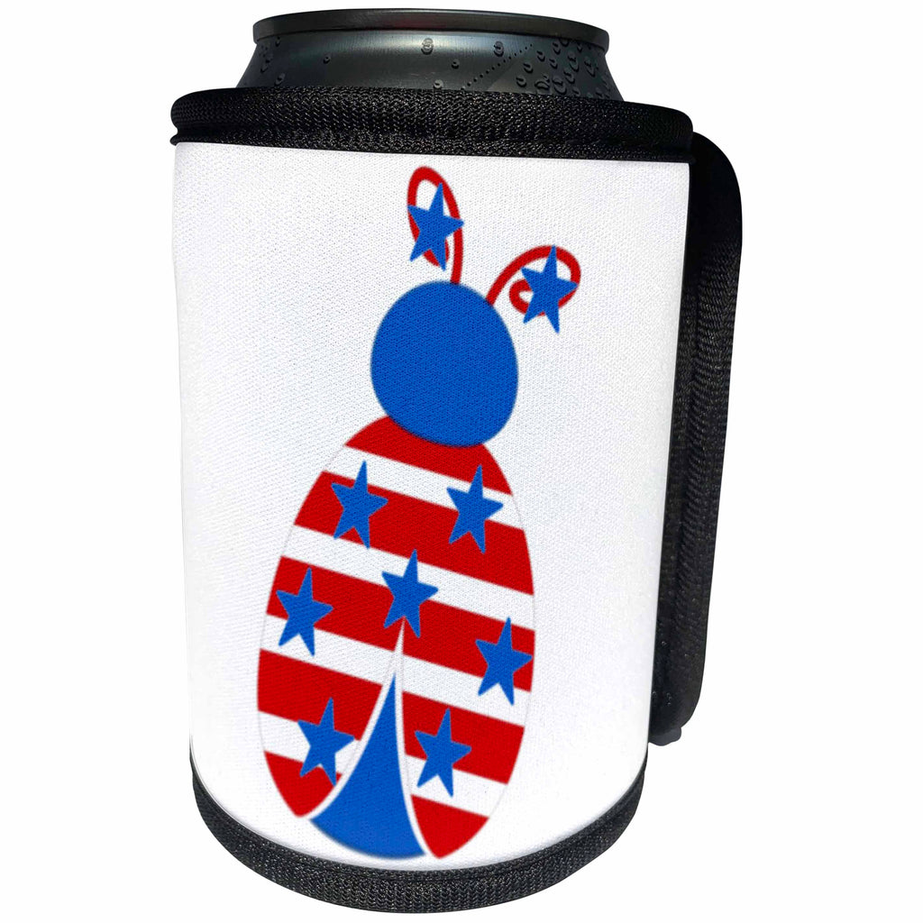 3dRose TNMGraphics Military and Patriotic - Patriotic Ladybug - Can Cooler Bottle Wrap (cc_124225)