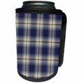 3dRose TNMGraphics Patterns - Dark Blue Plaid - Can Cooler Bottle Wrap (cc_124247)