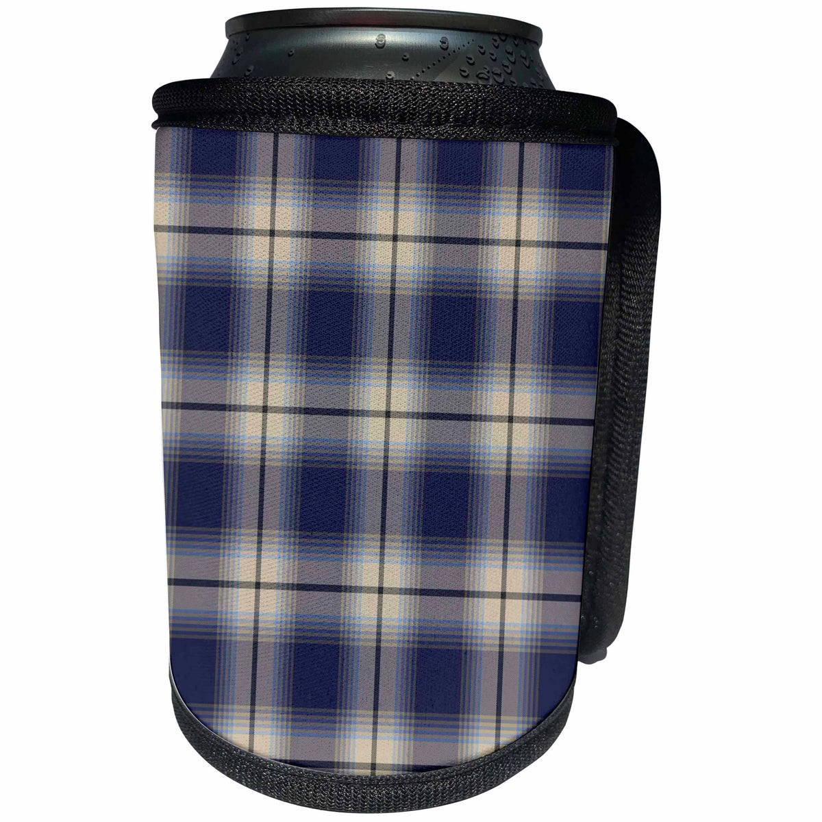3dRose TNMGraphics Patterns - Dark Blue Plaid - Can Cooler Bottle Wrap (cc_124247)