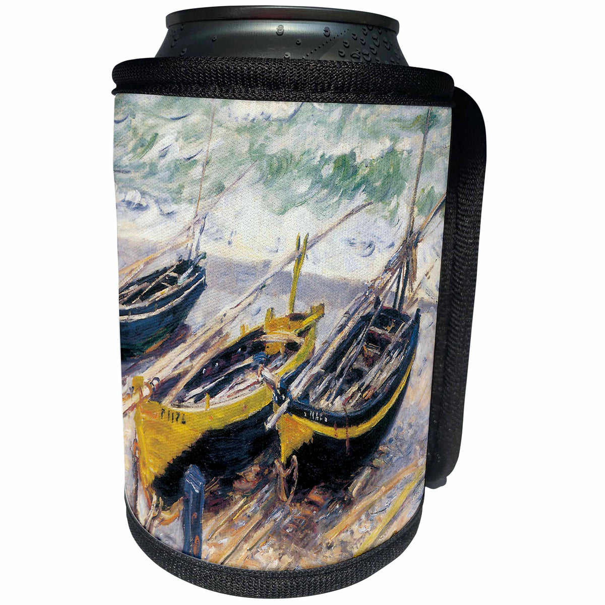 3dRose BLN Claude Monet Collection - Three fishing Boats by Claude Monet 1886 - Can Cooler Bottle Wrap (cc_126616)