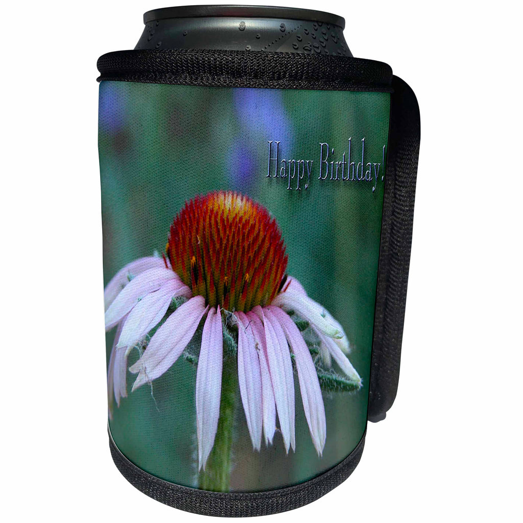 3dRose Beverly Turner Photography - Purple Cone Flower, Happy Birthday - Can Cooler Bottle Wrap (cc_12970)