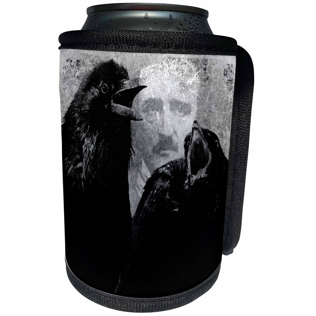 3dRose Cassie Peters Poe - Poe Ravens Grunge Digital Art by Angelandspot - Can Cooler Bottle Wrap (cc_130450)