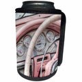 3dRose RONI CHASTAIN PHOTOGRAPHY - OLD PINK CAR, CLOSE UP OF DASH AND WHEEL - Can Cooler Bottle Wrap (cc_173705)