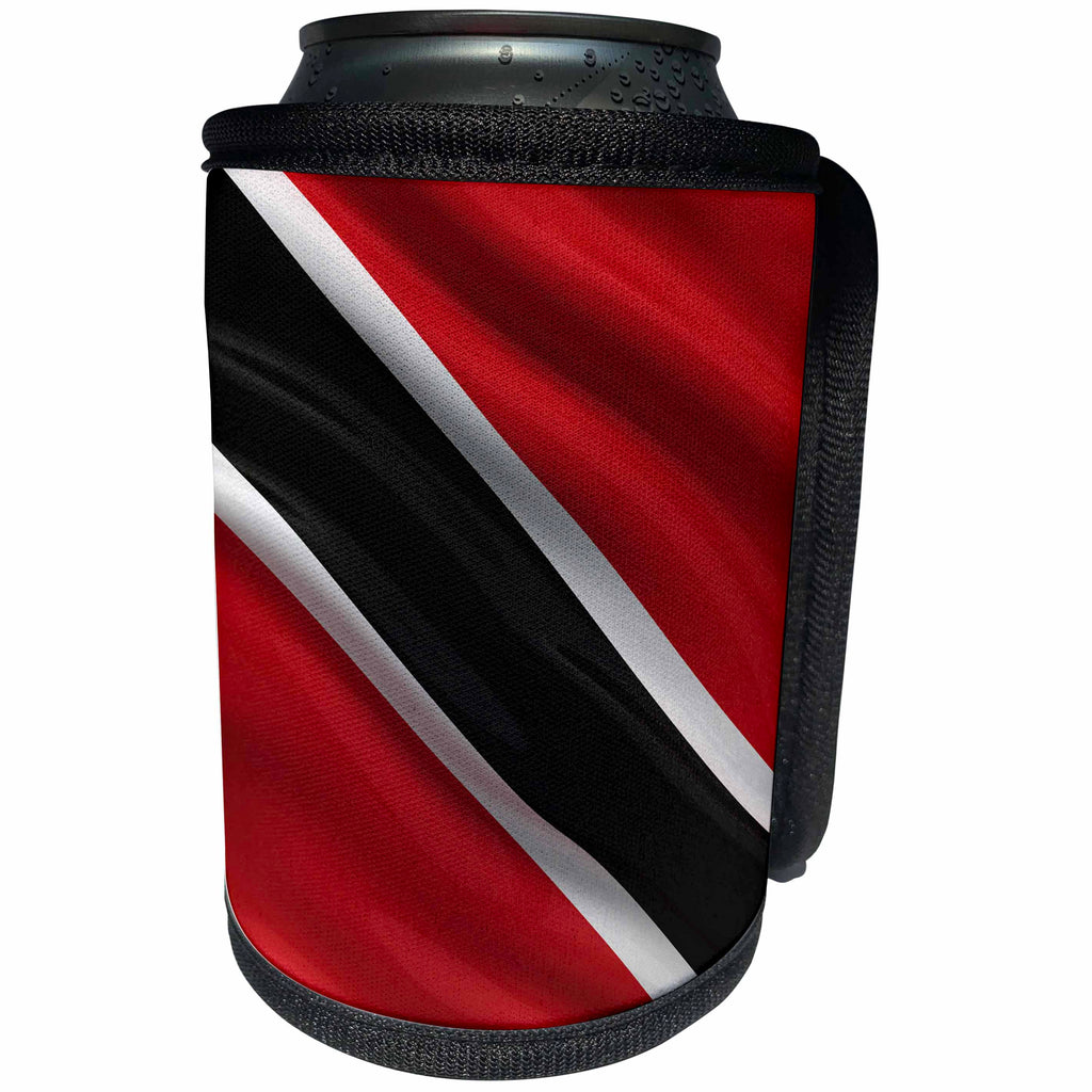 3dRose Carsten Reisinger - Illustrations - Flag of Trinidad and Tobago waving in the wind - Can Cooler Bottle Wrap (cc_174734)