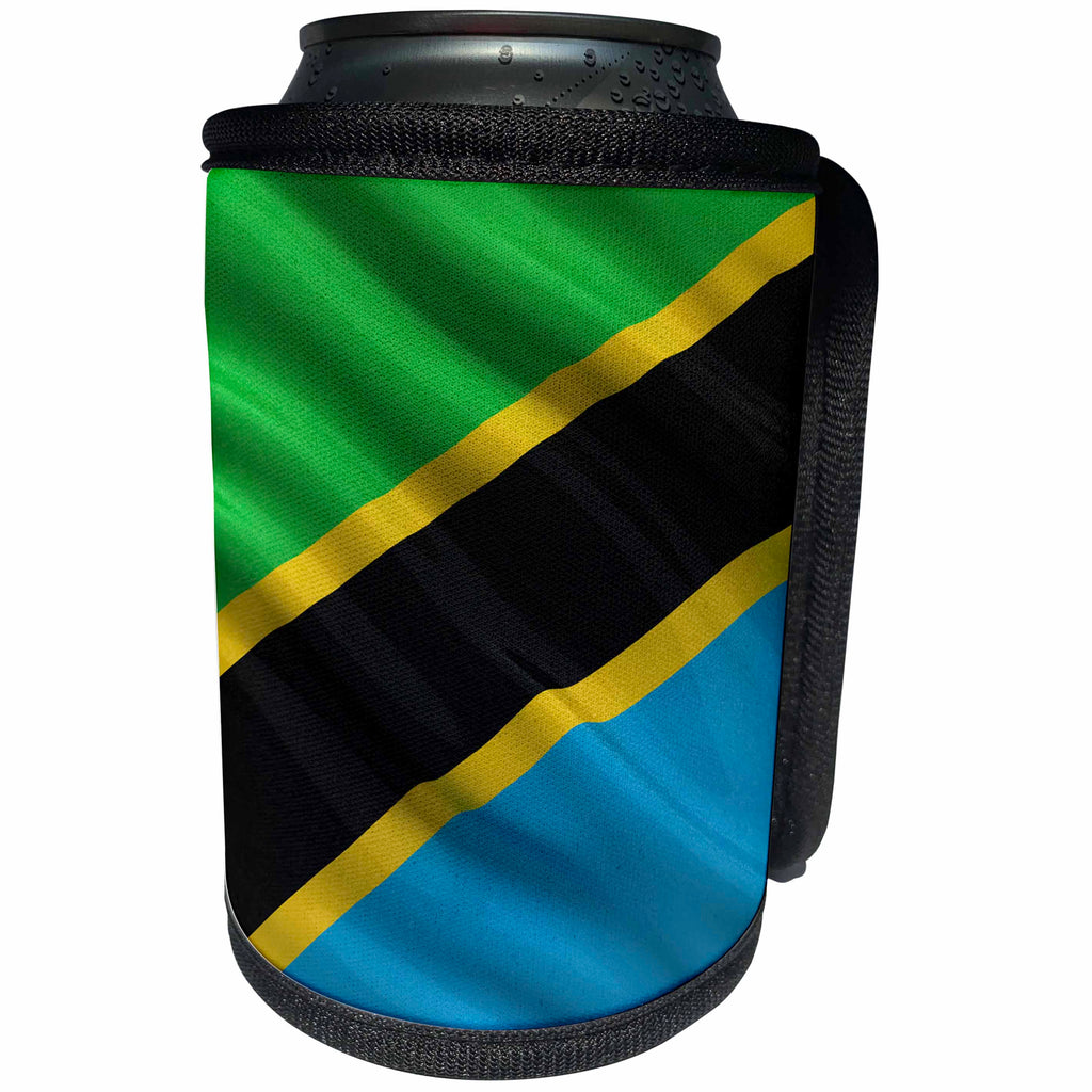 3dRose Carsten Reisinger - Illustrations - Flag of Tanzania waving in the wind - Can Cooler Bottle Wrap (cc_174735)