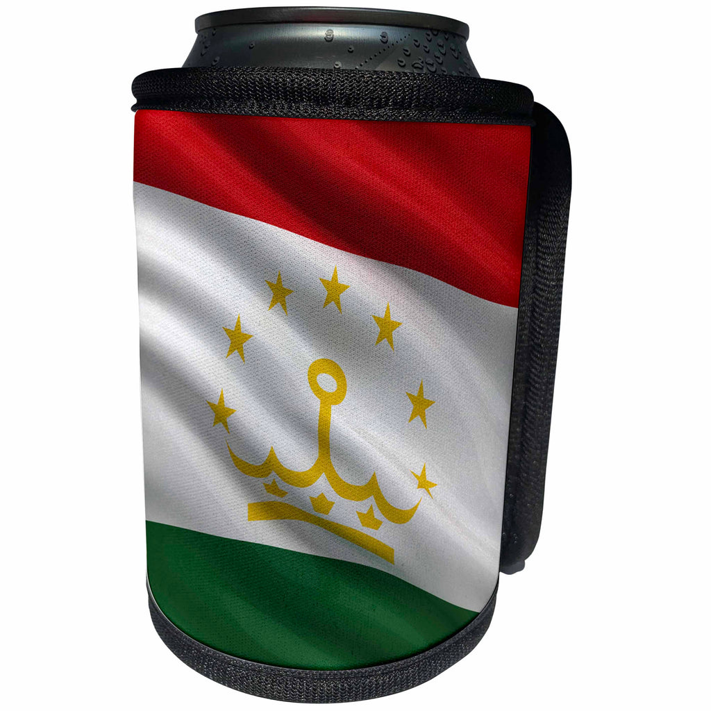3dRose Carsten Reisinger - Illustrations - Flag of Tajikistan waving in the wind - Can Cooler Bottle Wrap (cc_174736)