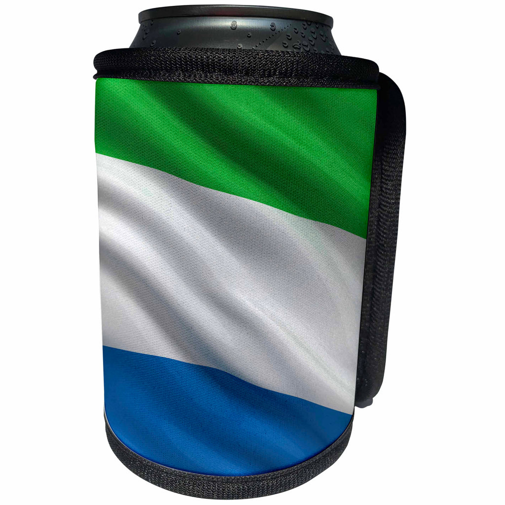 3dRose Carsten Reisinger - Illustrations - Flag of Sierra Leone waving in the wind - Can Cooler Bottle Wrap (cc_174741)