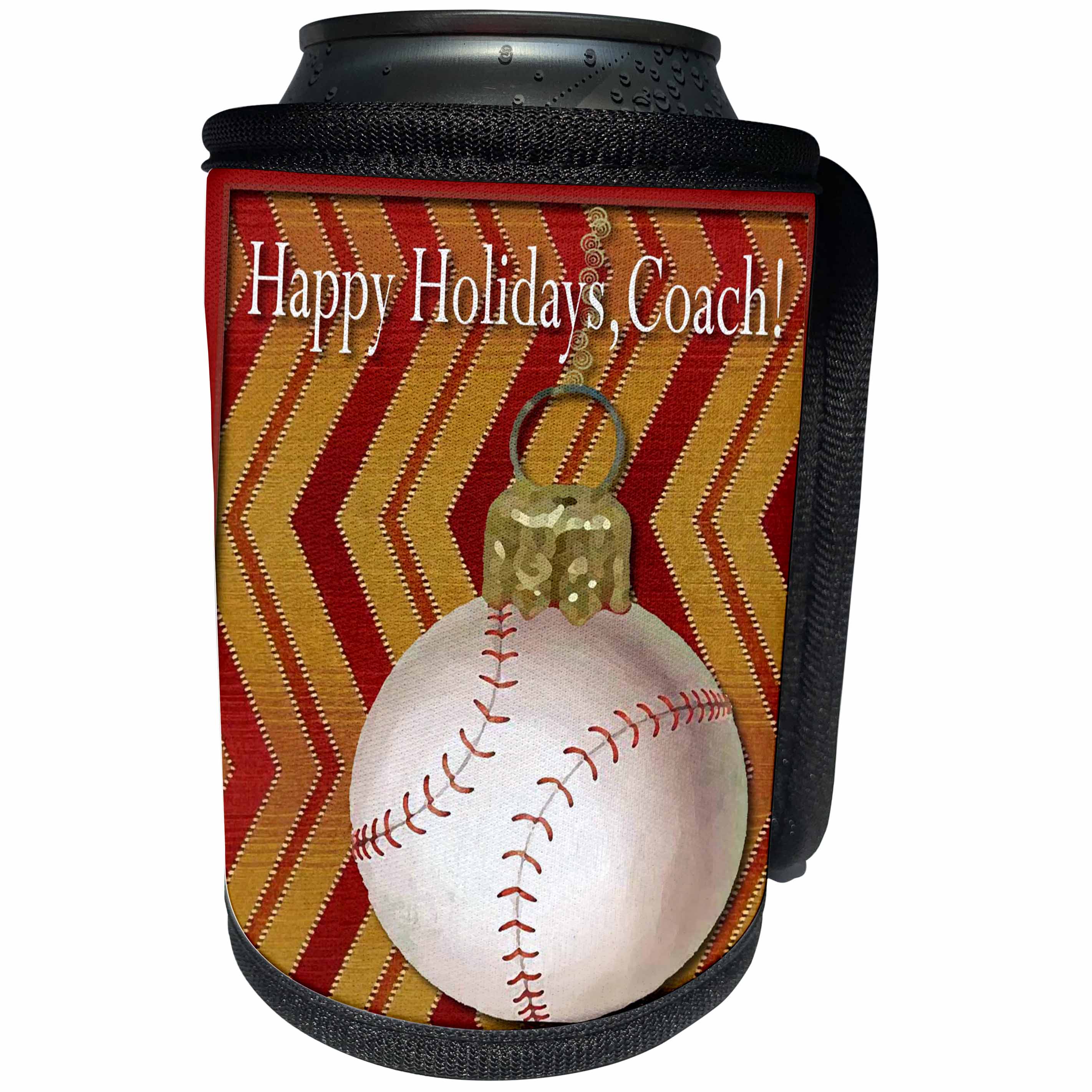 3dRose Beverly Turner Christmas Design - Baseball Thank you Coach - Can Cooler Bottle Wrap (cc_17495)