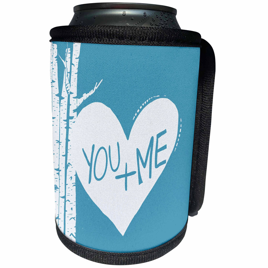 3dRose PS Love - Birch Trees Heart You Plus Me - Can Cooler Bottle Wrap (cc_192646)