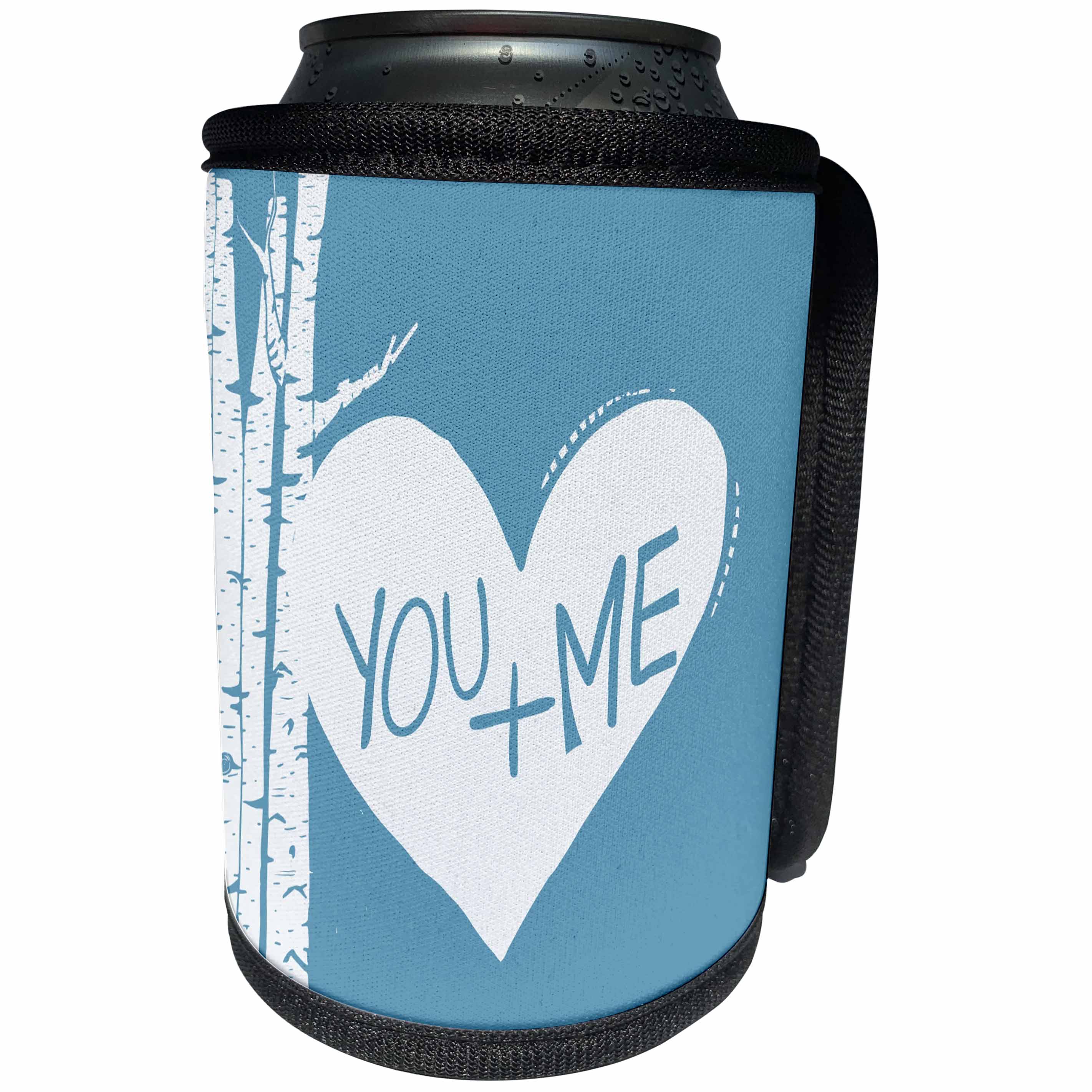 3dRose PS Love - Birch Trees Heart You Plus Me - Can Cooler Bottle Wrap (cc_192646)