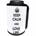 3dRose EvaDane - Quotes - Keep calm and love life. White and Black. - Can Cooler Bottle Wrap (cc_194307)