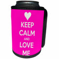 3dRose EvaDane - Quotes - Keep calm and love me. Pink. - Can Cooler Bottle Wrap (cc_194312)