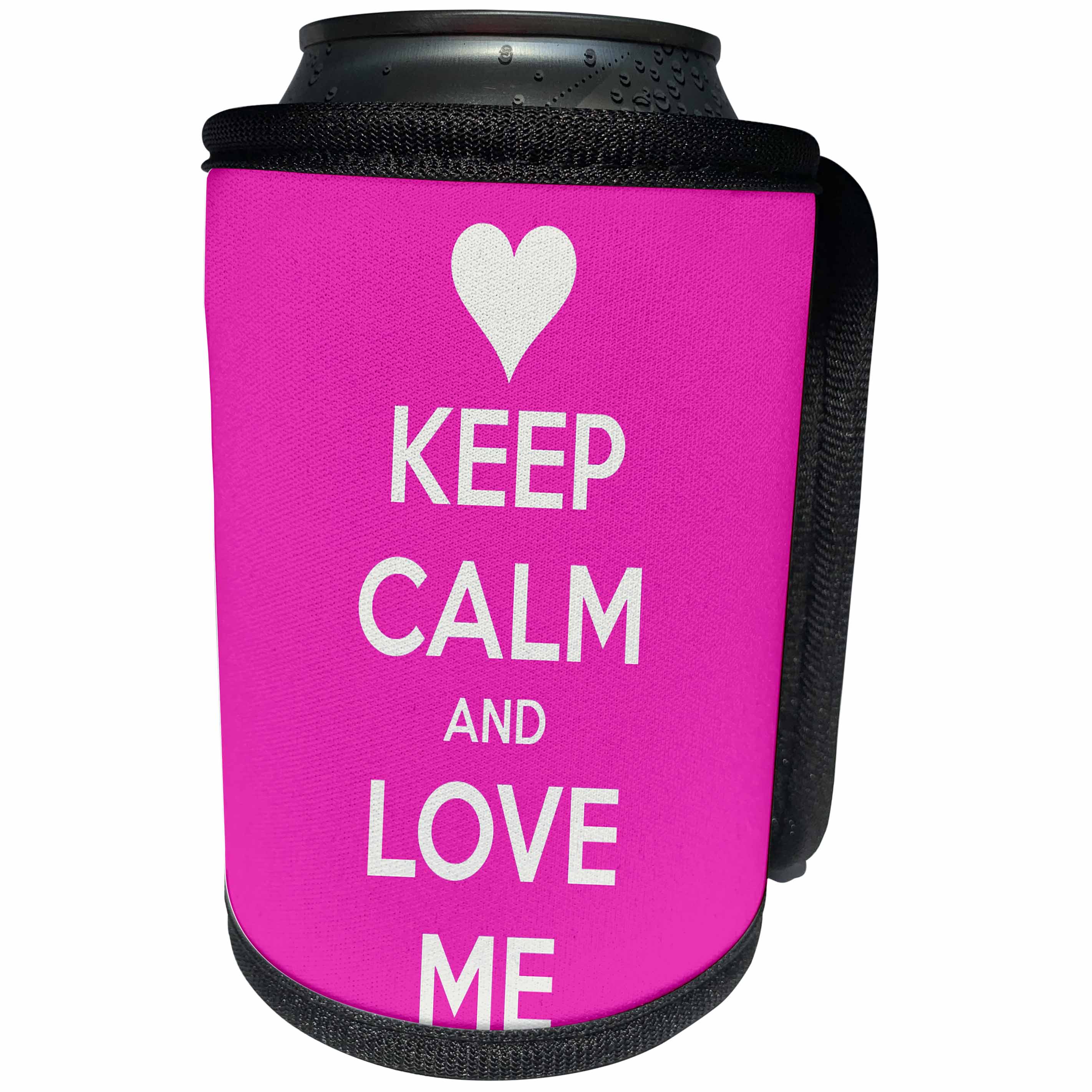 3dRose EvaDane - Quotes - Keep calm and love me. Pink. - Can Cooler Bottle Wrap (cc_194312)