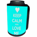 3dRose EvaDane - Quotes - Keep calm and love me. Aqua. - Can Cooler Bottle Wrap (cc_194313)