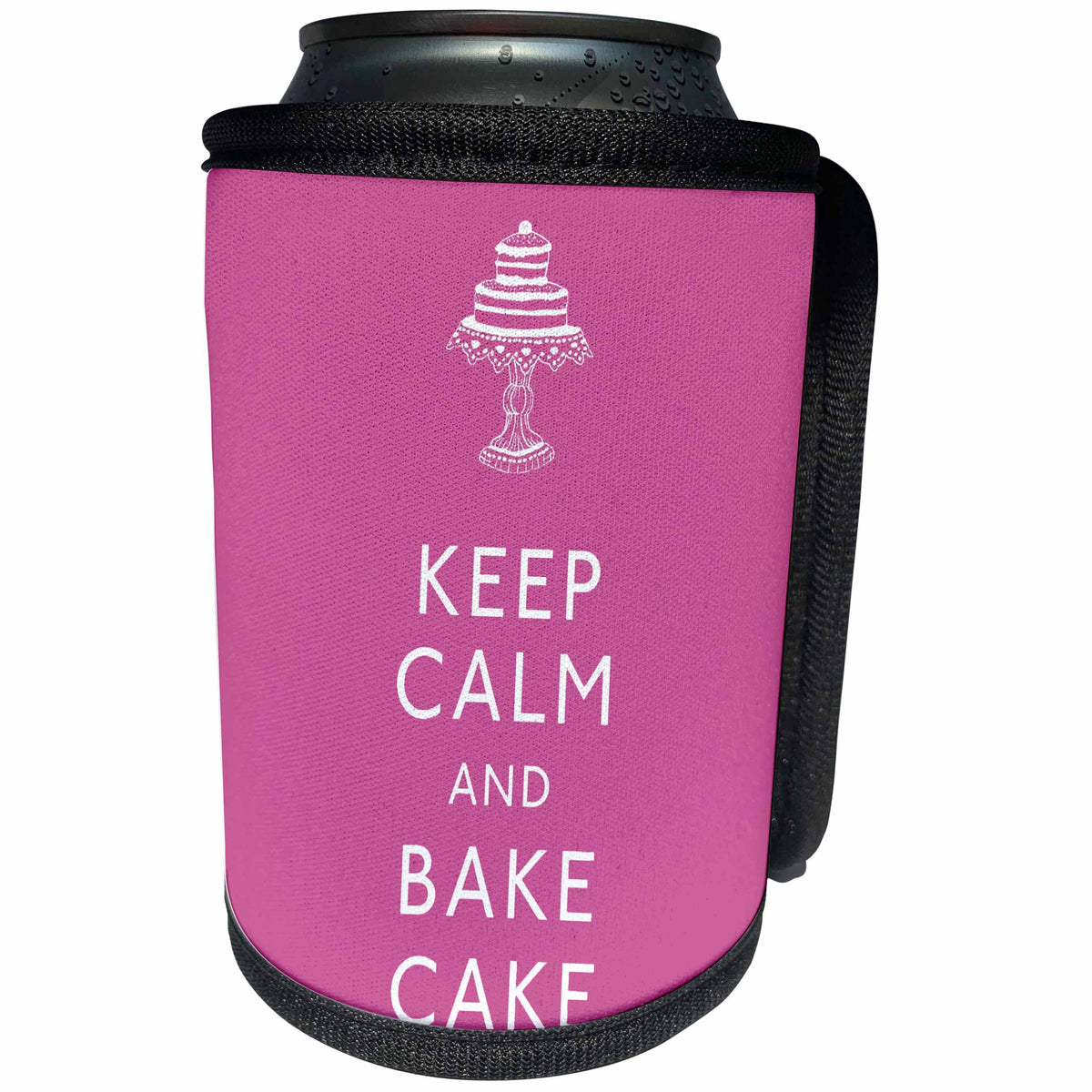 3dRose EvaDane - Funny Quotes - Keep calm and bake cake. Pink. - Can Cooler Bottle Wrap (cc_194319)