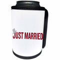 3dRose EvaDane - Quotes - Just married. Top hat. Burgundy. - Can Cooler Bottle Wrap (cc_194334)