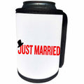 3dRose EvaDane - Quotes - Just married. Top hat. Red. - Can Cooler Bottle Wrap (cc_194336)