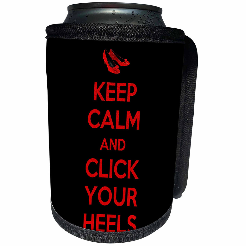 3dRose EvaDane - Funny Quotes - Keep calm and click your heels. - Can Cooler Bottle Wrap (cc_194339)