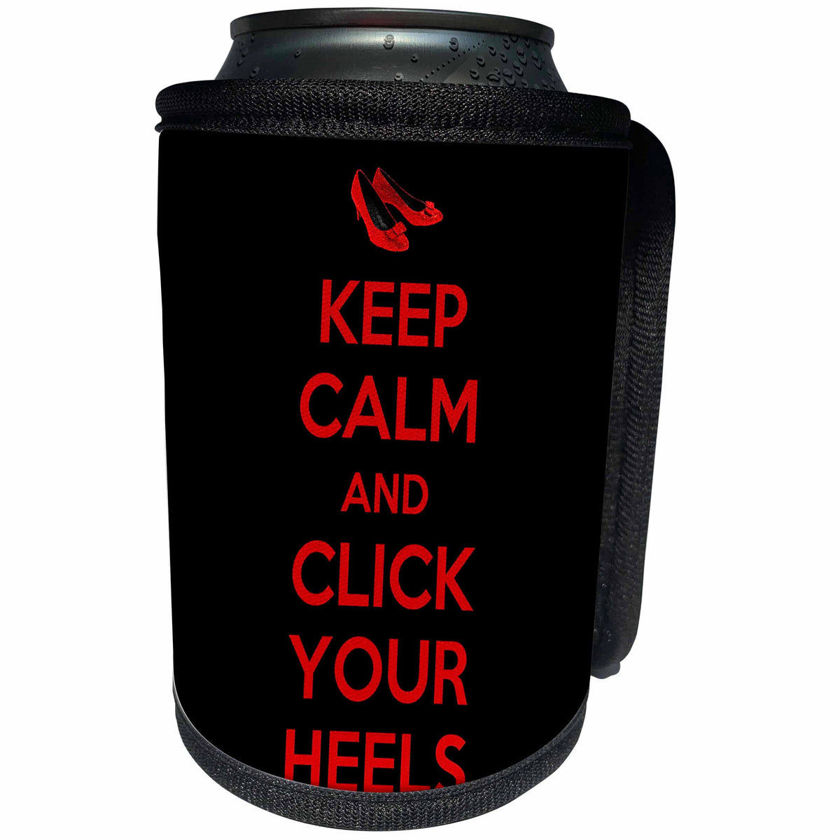 3dRose EvaDane - Funny Quotes - Keep calm and click your heels. - Can Cooler Bottle Wrap (cc_194339)