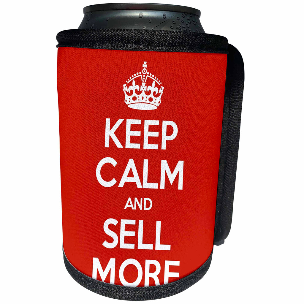 3dRose EvaDane - Funny Quotes - Keep calm and sell more. Red. - Can Cooler Bottle Wrap (cc_194340)