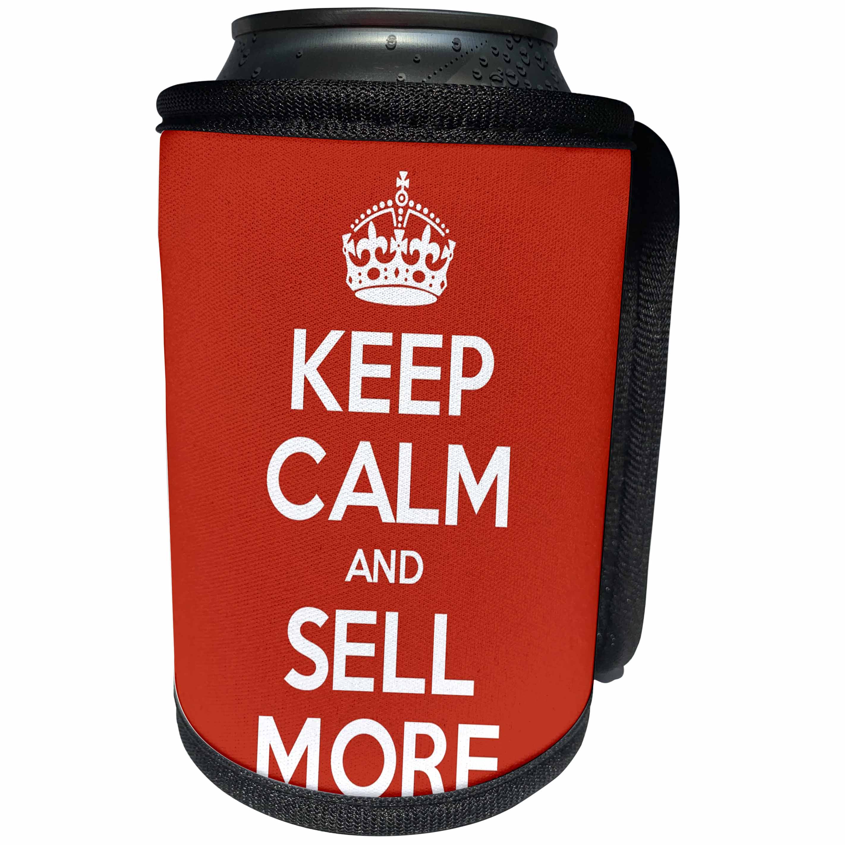 3dRose EvaDane - Funny Quotes - Keep calm and sell more. Red. - Can Cooler Bottle Wrap (cc_194340)
