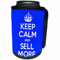 3dRose EvaDane - Funny Quotes - Keep calm and sell more. Blue. - Can Cooler Bottle Wrap (cc_194341)