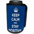 3dRose EvaDane - Quotes - Keep calm and stay positive. Navy. - Can Cooler Bottle Wrap (cc_194342)