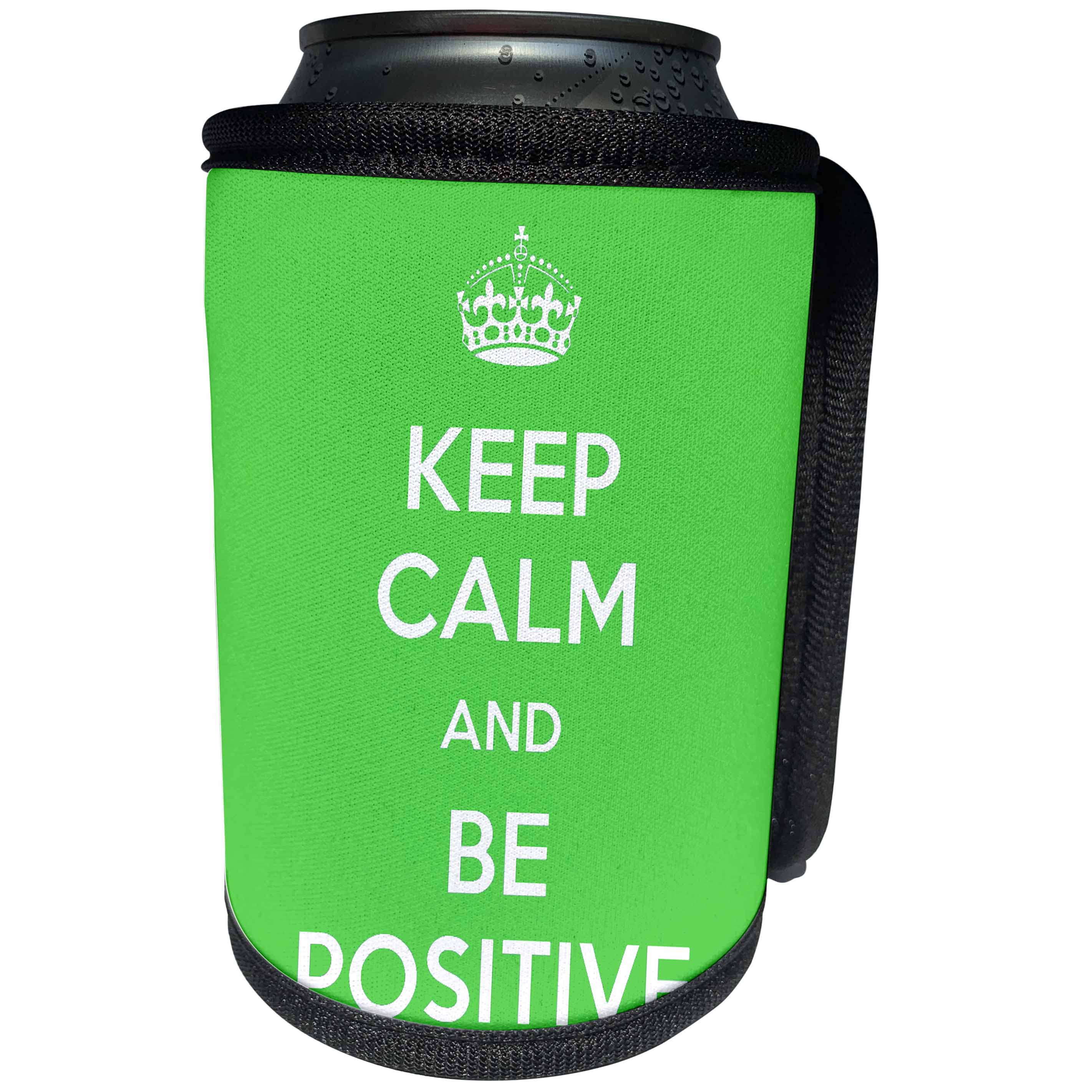 3dRose EvaDane - Quotes - Keep calm and be positive. Lime Green. - Can Cooler Bottle Wrap (cc_194345)