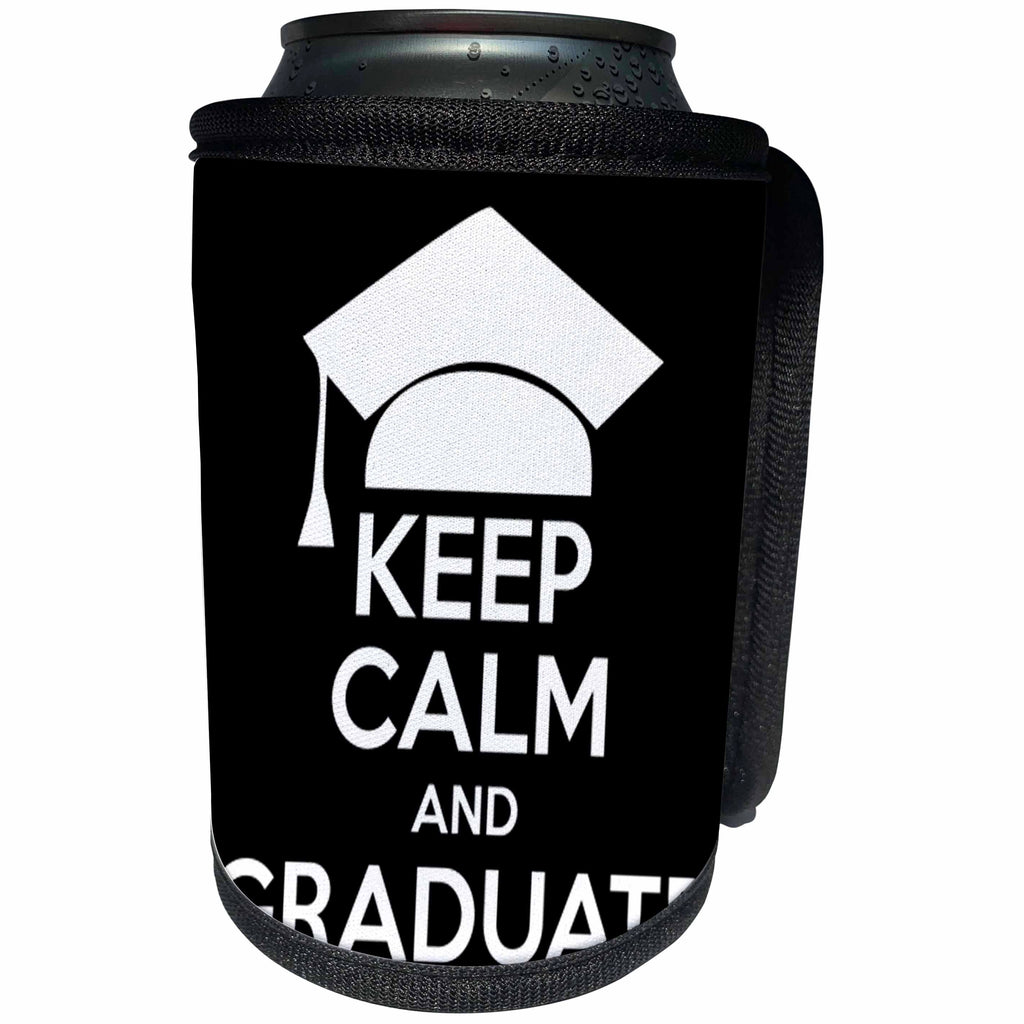 3dRose EvaDane - Funny Quotes - Keep calm and graduate. Black. - Can Cooler Bottle Wrap (cc_194346)