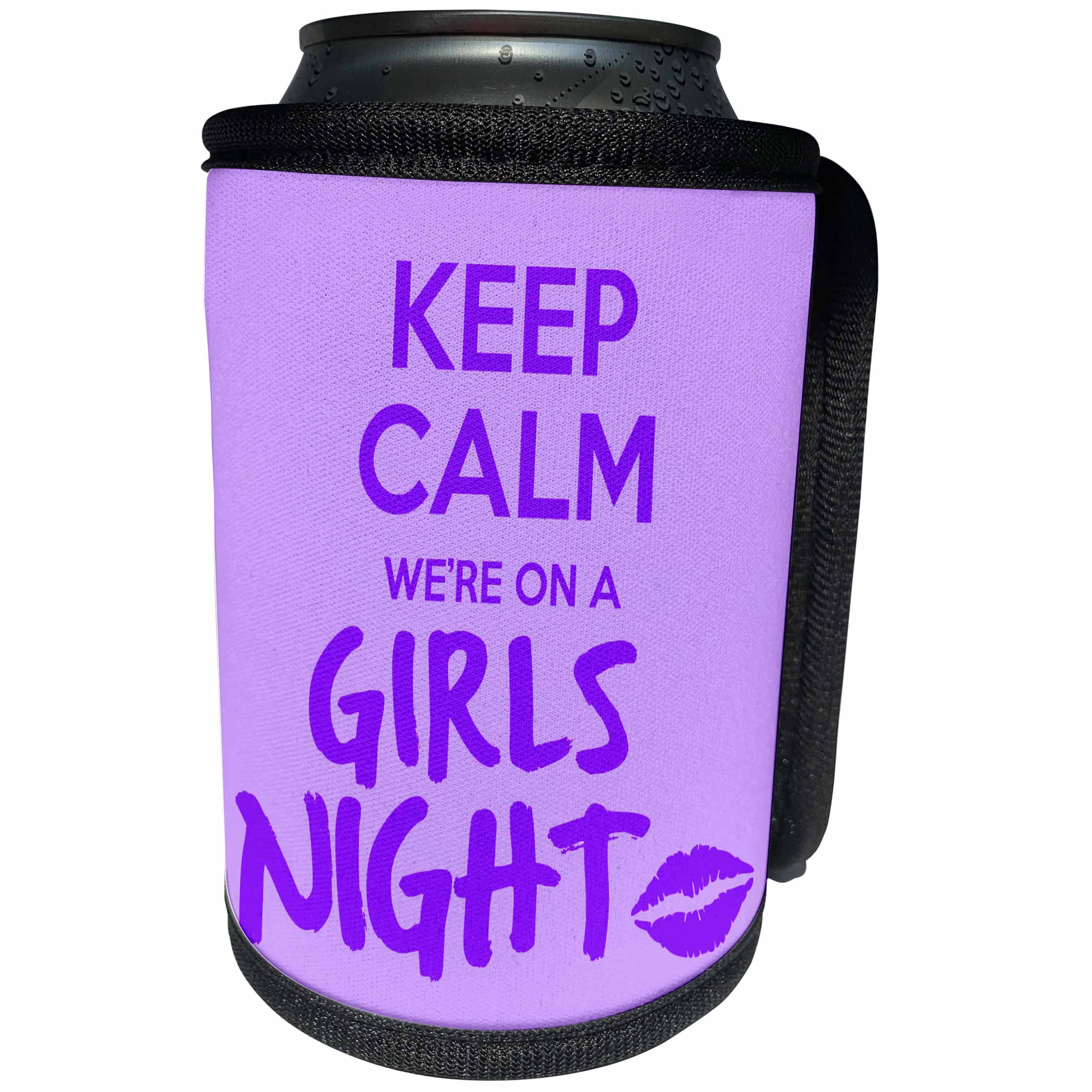 3dRose EvaDane - Funny Quotes - Keep calm were on a girls night. Purple. - Can Cooler Bottle Wrap (cc_194353)