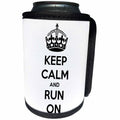 3dRose EvaDane - Funny Quotes - Keep calm and run on. White and Black. - Can Cooler Bottle Wrap (cc_194356)