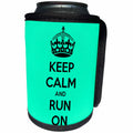 3dRose EvaDane - Funny Quotes - Keep calm and run on. Turquoise. - Can Cooler Bottle Wrap (cc_194357)