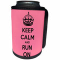3dRose EvaDane - Funny Quotes - Keep calm and run on. Pink. - Can Cooler Bottle Wrap (cc_194358)