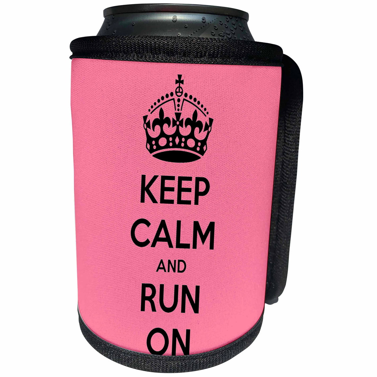 3dRose EvaDane - Funny Quotes - Keep calm and run on. Pink. - Can Cooler Bottle Wrap (cc_194358)