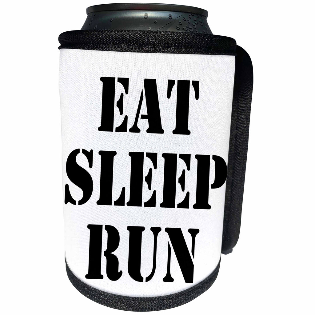 3dRose EvaDane - Funny Quotes - Eat. Sleep. Run. Black. - Can Cooler Bottle Wrap (cc_194362)
