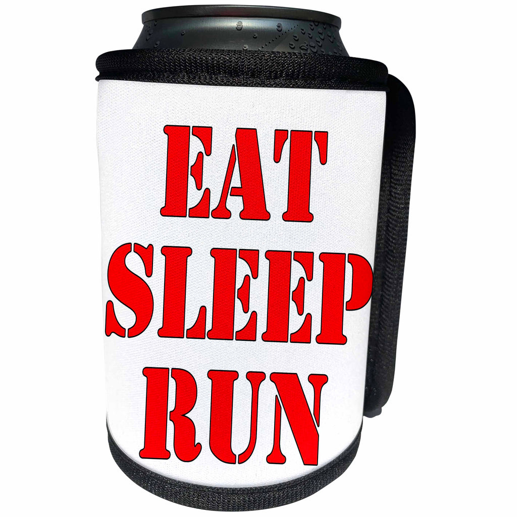 3dRose EvaDane - Funny Quotes - Eat. Sleep. Run. Red. - Can Cooler Bottle Wrap (cc_194363)