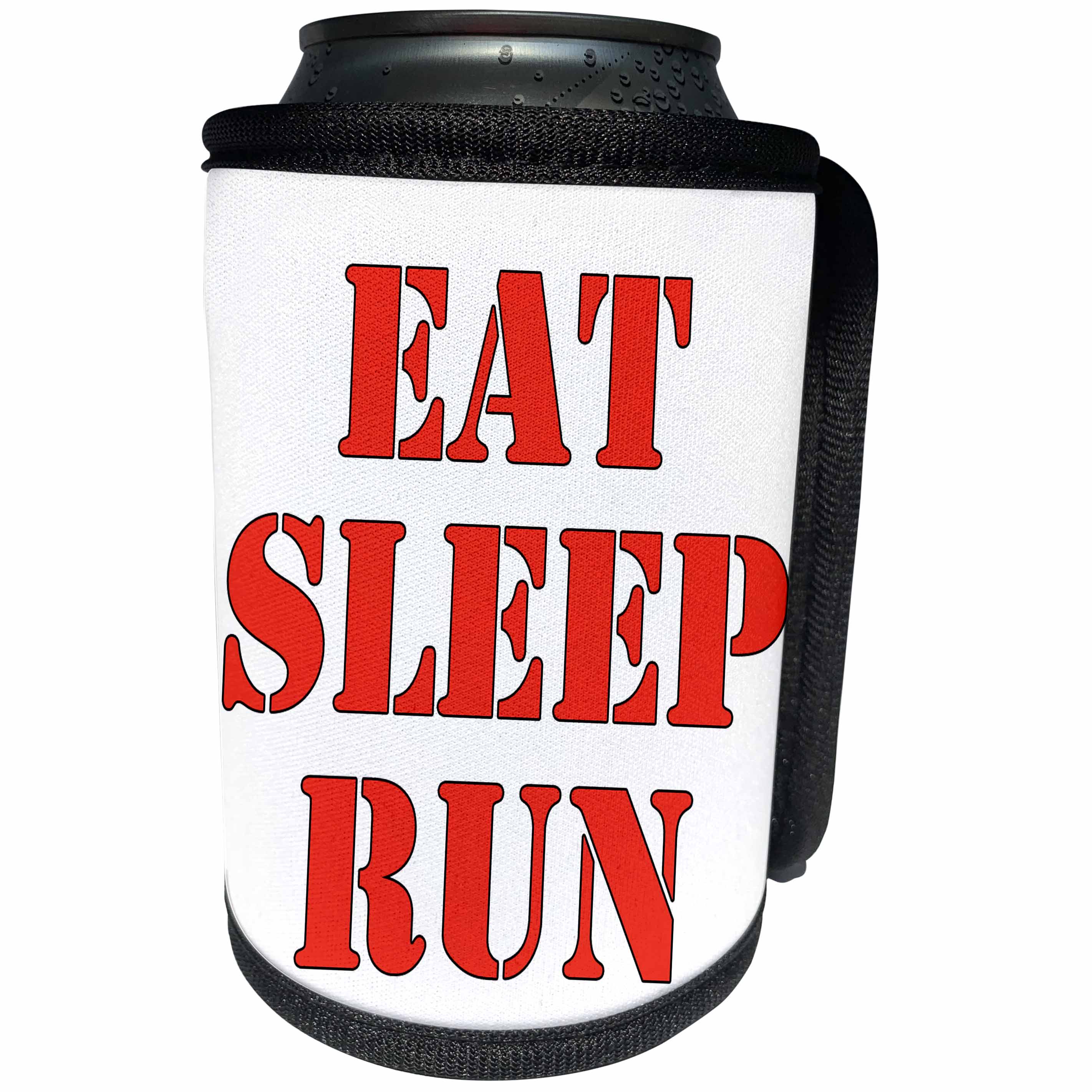 3dRose EvaDane - Funny Quotes - Eat. Sleep. Run. Red. - Can Cooler Bottle Wrap (cc_194363)