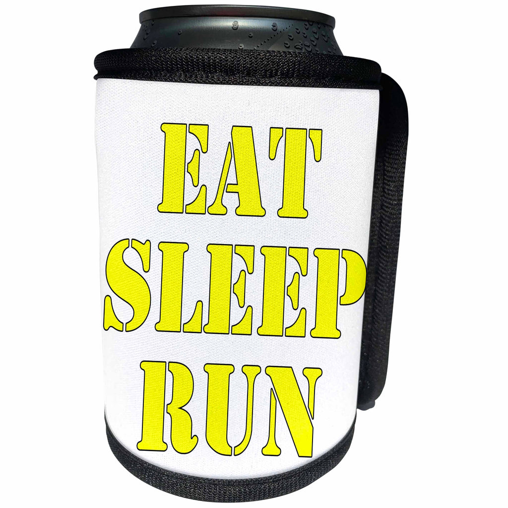 3dRose EvaDane - Funny Quotes - Eat. Sleep. Run. Yellow. - Can Cooler Bottle Wrap (cc_194365)