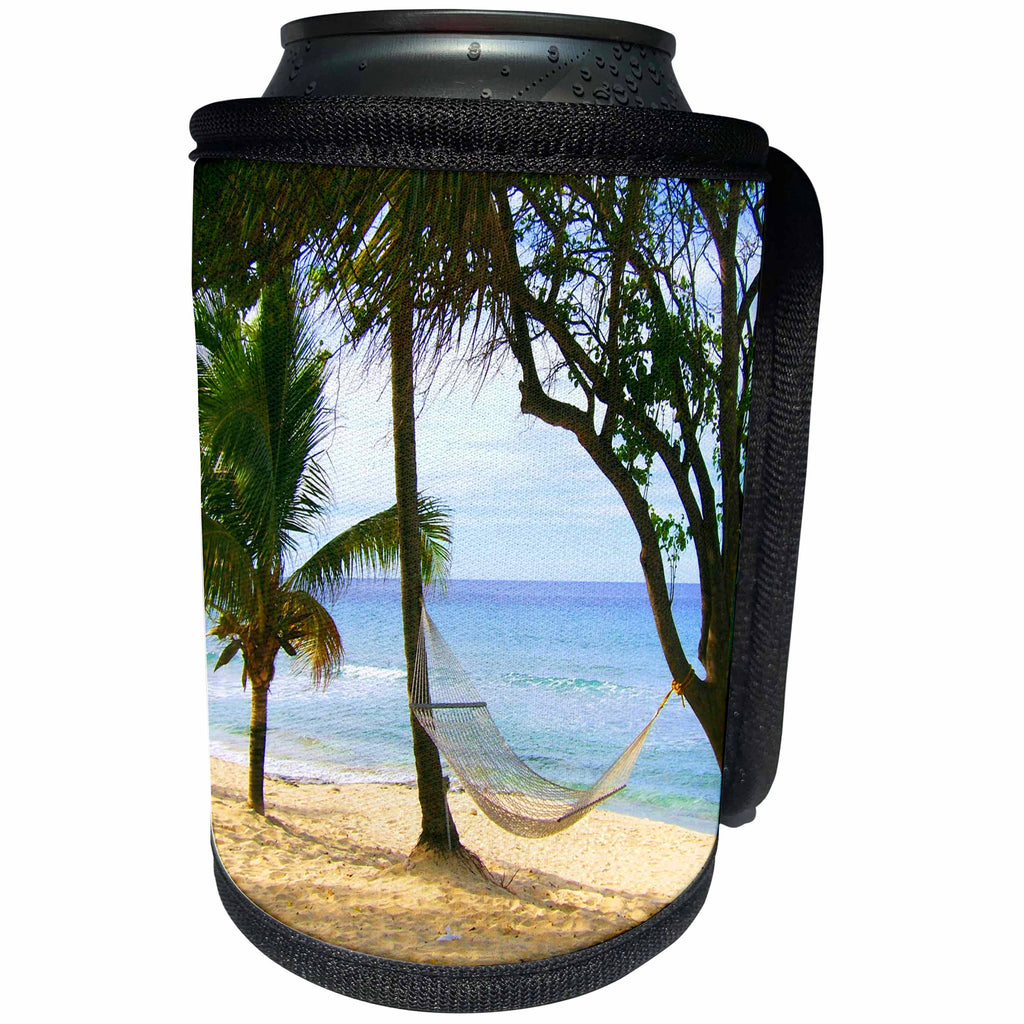 3dRose EvaDane - Images - Tropical Beach Hammock. - Can Cooler Bottle Wrap (cc_194375)