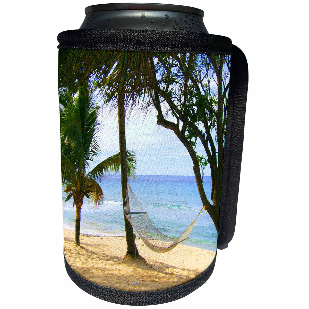 3dRose EvaDane - Images - Tropical Beach Hammock. - Can Cooler Bottle Wrap (cc_194375)
