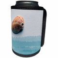 3dRose Susans Zoo Crew Beach - drilled shell blue streaks seashell - Can Cooler Bottle Wrap (cc_194392)