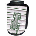 3dRose Susans Zoo Crew Animals Frog - green white pink frog design - Can Cooler Bottle Wrap (cc_194399)