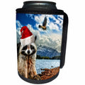3dRose Doreen Erhardt Christmas Collection - Christmas Raccoon in a Santa Hat Mountain Wildlife - Can Cooler Bottle Wrap (cc_203024)