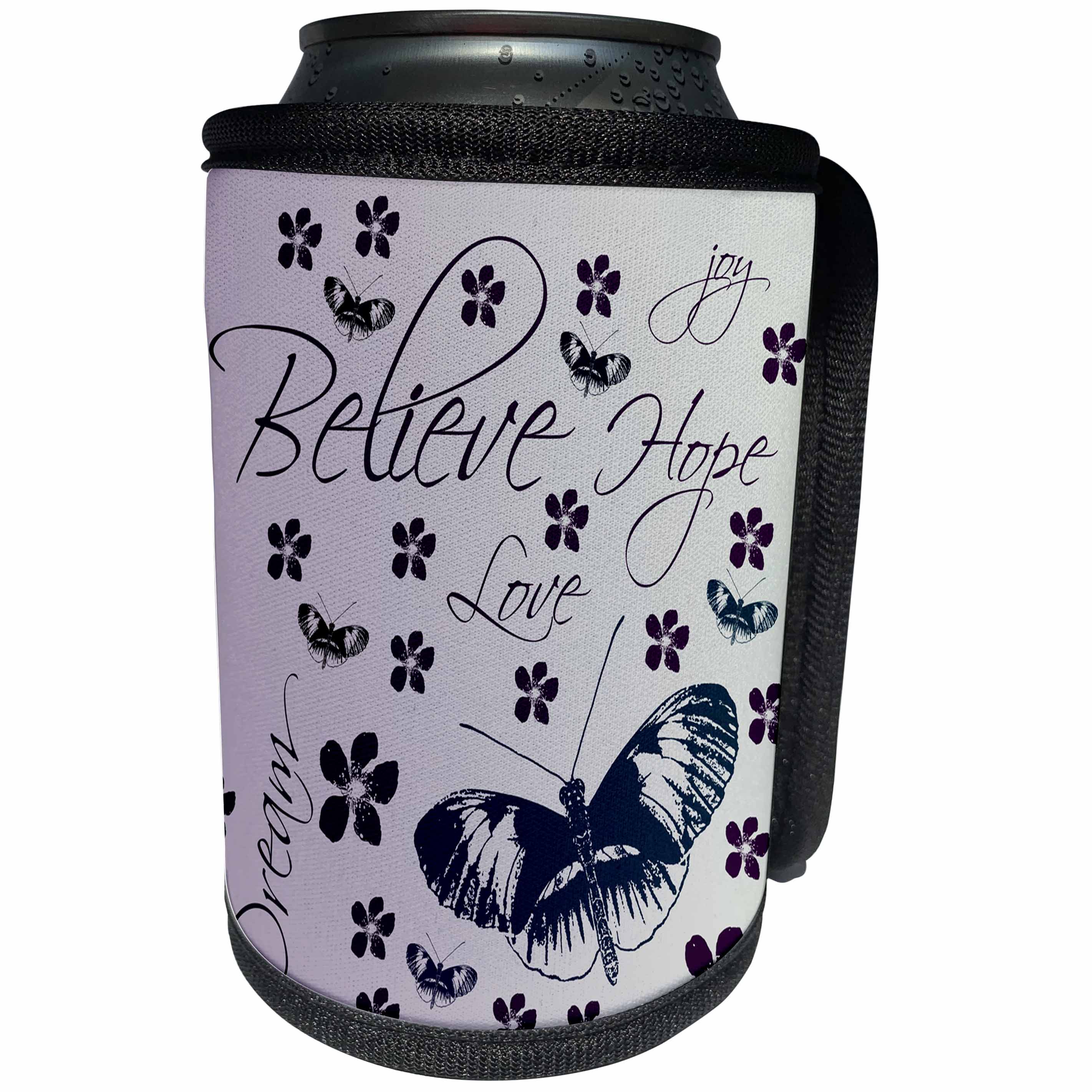 3dRose PS Inspirations - Inspirational Butterflies and Flowers - Can Cooler Bottle Wrap (cc_203819)