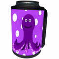 3dRose Florene - Childrens Art III - Print of Purple Octopus On Red Violet Dots - Can Cooler Bottle Wrap (cc_204020)