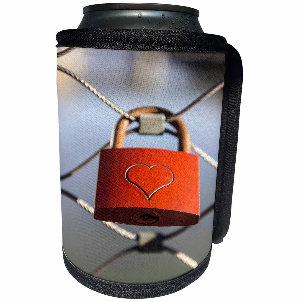 3dRose Florene - France - Print of An Orange Paris Love Lock - Can Cooler Bottle Wrap (cc_204023)