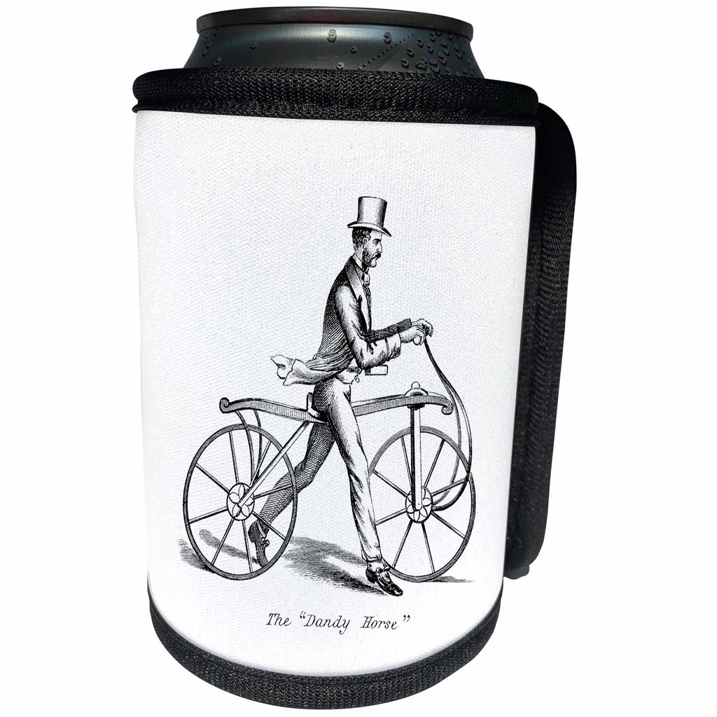 3dRose Florene - Steampunk - Print of Man with 1850 Walking Bike - Can Cooler Bottle Wrap (cc_204028)