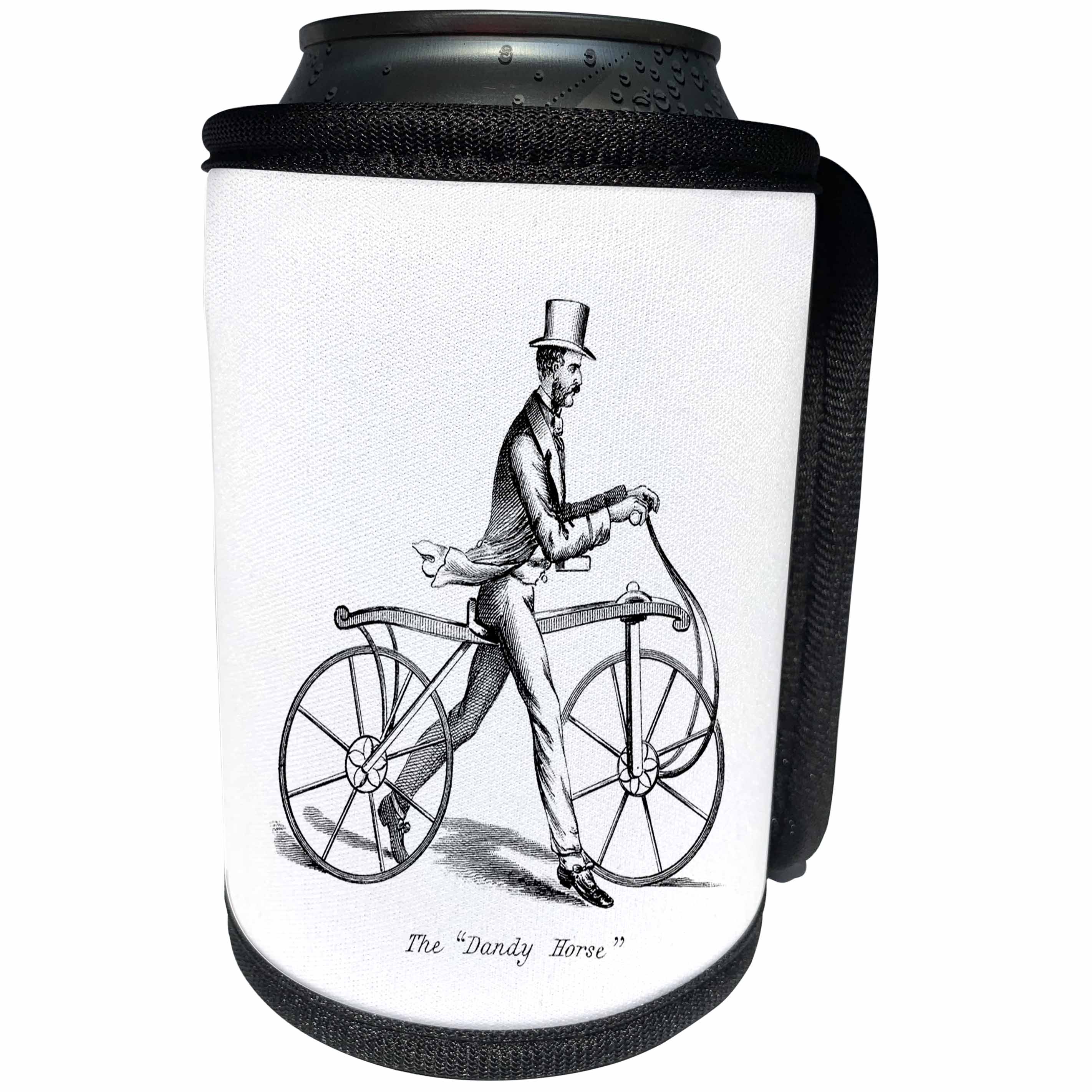 3dRose Florene - Steampunk - Print of Man with 1850 Walking Bike - Can Cooler Bottle Wrap (cc_204028)