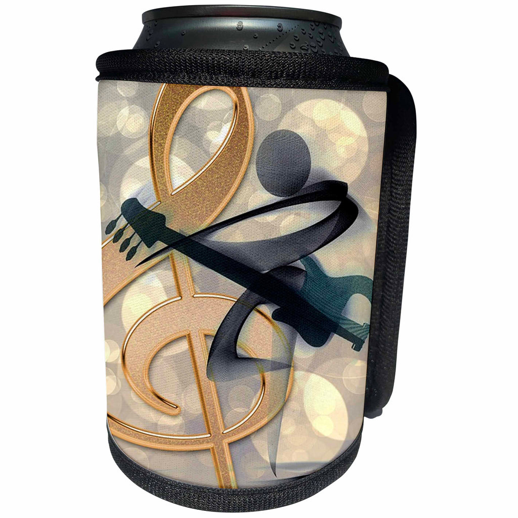 3dRose Florene - Music II - Print of Trendy Music Note And Book - Can Cooler Bottle Wrap (cc_204032)